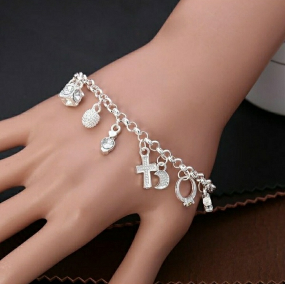 925 Sterling Silver Charm Bracelet - Picture 3 of 6